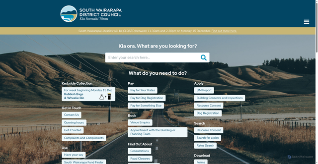 Security scan screenshot of https://swdc.govt.nz/