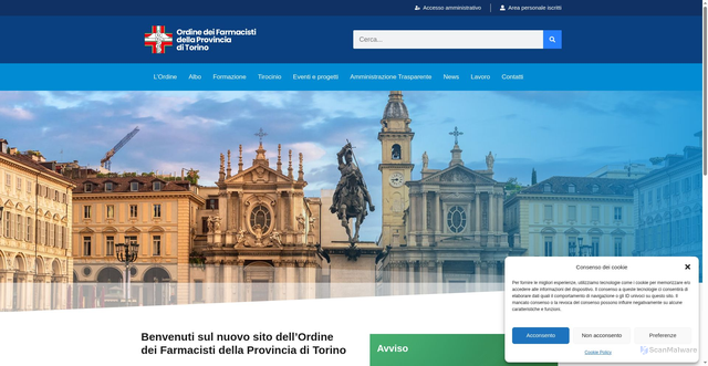 Security scan screenshot of https://ordinefarmacisti.torino.it/