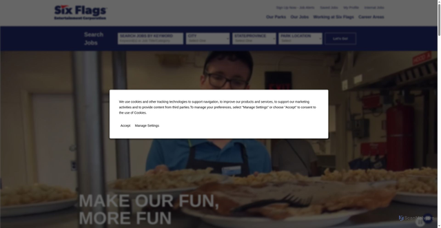 Security scan screenshot of https://jobs.sixflags.com/