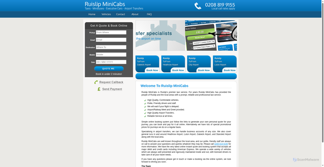 Security scan screenshot of https://ruislipminicabs.online/index.html