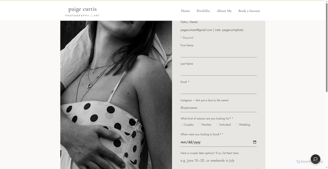 Security scan screenshot of http://paigecurtisphoto.com/inquiry/
