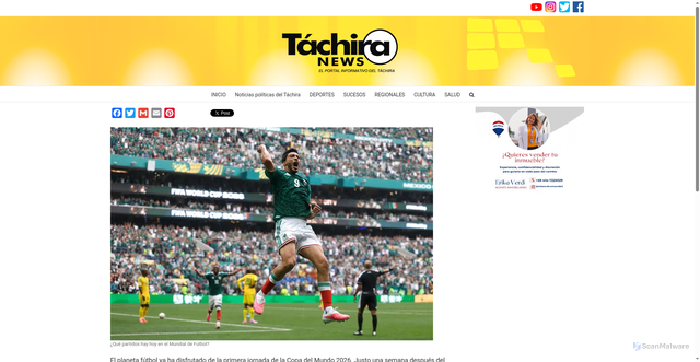 Security scan screenshot of https://www.tachiranews.com/que-partidos-se-juegan-hoy-en-el-mundial-de-futbol/