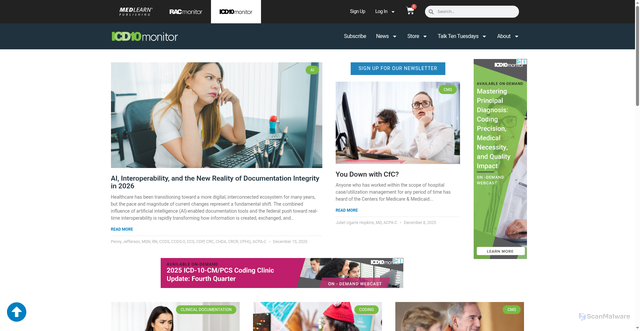 Security scan screenshot of https://icd10monitor.medlearn.com