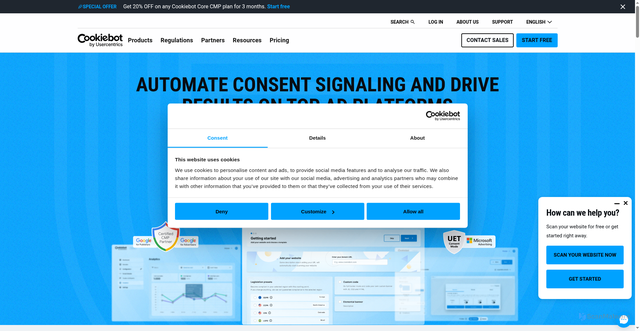 Security scan screenshot of https://cookiebot.com