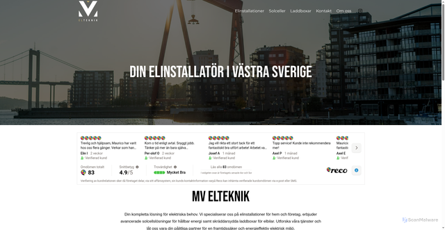 Security scan screenshot of https://mvelteknik.se