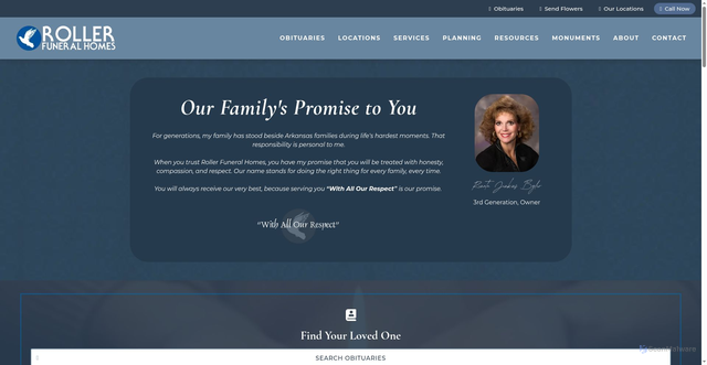 Security scan screenshot of https://www.rollerfuneralhomes.com