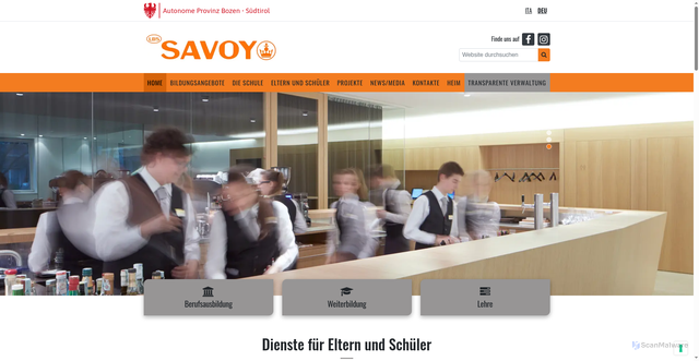 Security scan screenshot of https://www.savoy.berufsschule.it/de