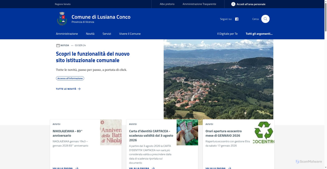 Security scan screenshot of https://www.comune.lusianaconco.vi.it/