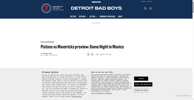 Security scan screenshot of https://www.detroitbadboys.com/detroit-pistons-game-day/47902/pistons-vs-mavericks-preview-game-night-in-mexico