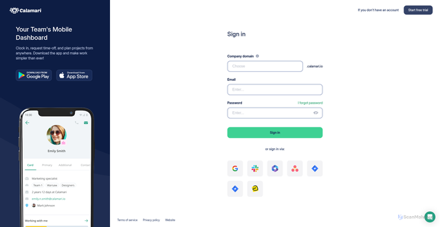 Security scan screenshot of https://eu-west-1.calamari.io