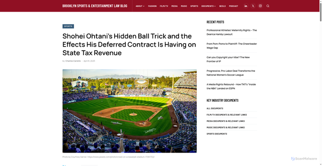 Security scan screenshot of https://sports-entertainment.brooklaw.edu/sports/shohei-ohtanis-hidden-ball-trick-and-the-effects-his-deferred-contract-is-having-on-state-tax-revenue/