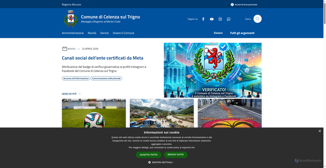 Security scan screenshot of https://www.comune.celenzasultrigno.ch.it