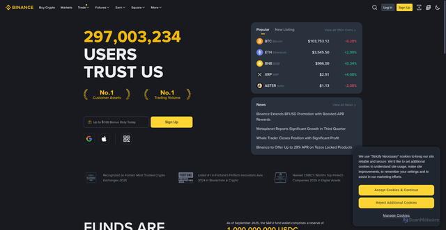 Security scan screenshot of https://www.binance.info/en-US/