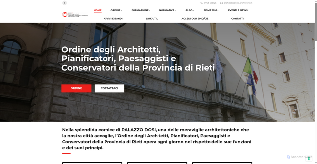 Security scan screenshot of https://architetti.rieti.it/
