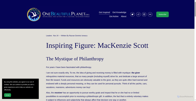 Security scan screenshot of https://www.onebeautifulplanet.org/blog/inspiring-figure-mackenzie-scott