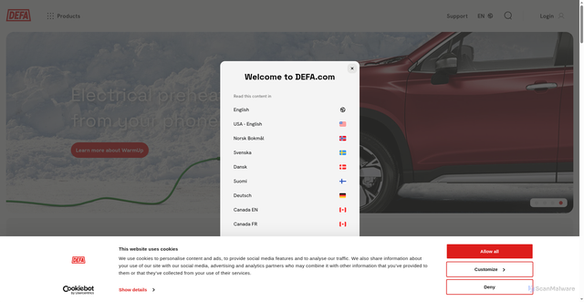 Security scan screenshot of https://www.defa.com/