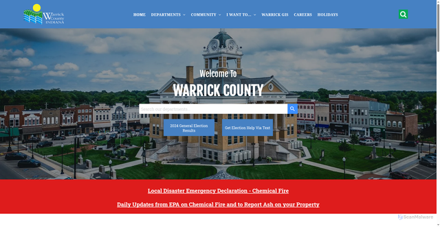 Security scan screenshot of https://www.warrickcounty.gov/