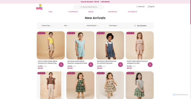 Security scan screenshot of https://kidoz.shop/collection/new-arrivals