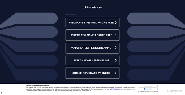 Security scan screenshot of https://123movies.se