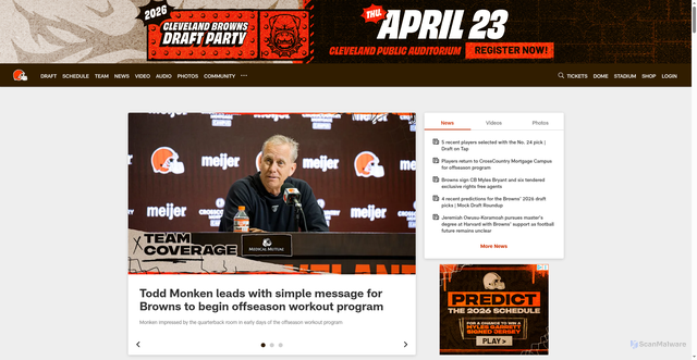 Security scan screenshot of https://clevelandbrowns.com