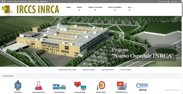 Security scan screenshot of https://www.inrca.it