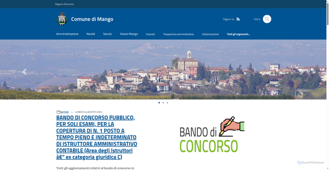 Security scan screenshot of https://www.comune.mango.cn.it/