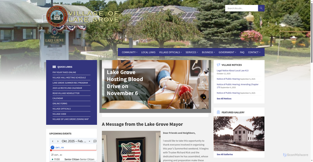 Security scan screenshot of https://lakegroveny.gov/