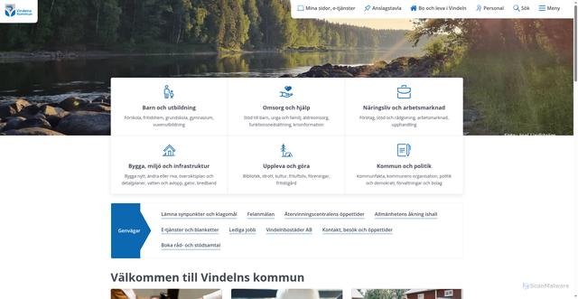 Security scan screenshot of http://www.vindeln.se