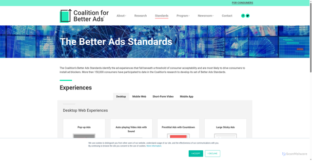 Security scan screenshot of https://www.betterads.org/standards/