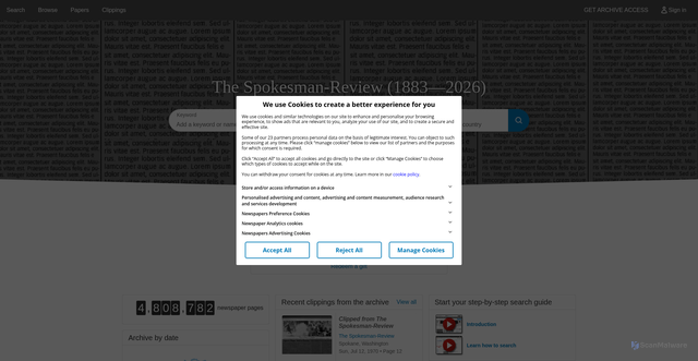 Security scan screenshot of https://spokesman.newspapers.com/