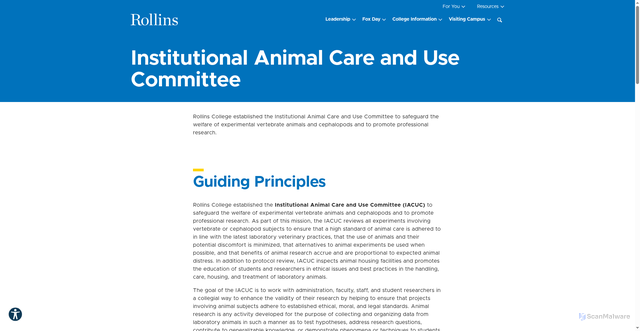 Security scan screenshot of https://rollins-edu-website-ssg.pages.dev/about-rollins/institutional-animal-care/