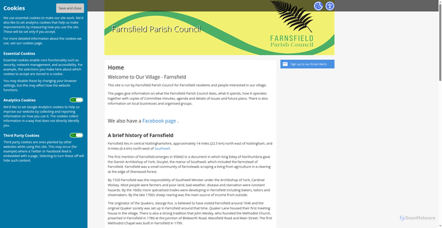 Security scan screenshot of http://www.farnsfield-pc.gov.uk