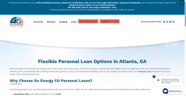 Security scan screenshot of https://www.goenergycu.com/borrow/personal-loans-atlanta