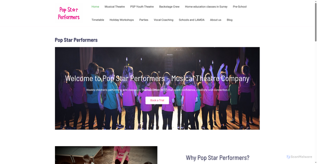 Security scan screenshot of https://popstarperformers.co.uk