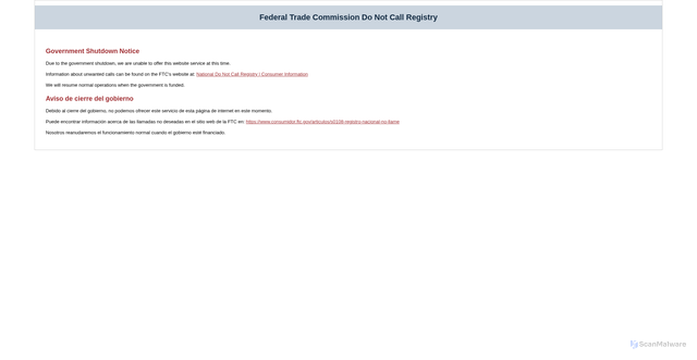 Security scan screenshot of https://donotcall.gov/