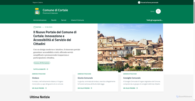 Security scan screenshot of https://www.comune.cortale.cz.it