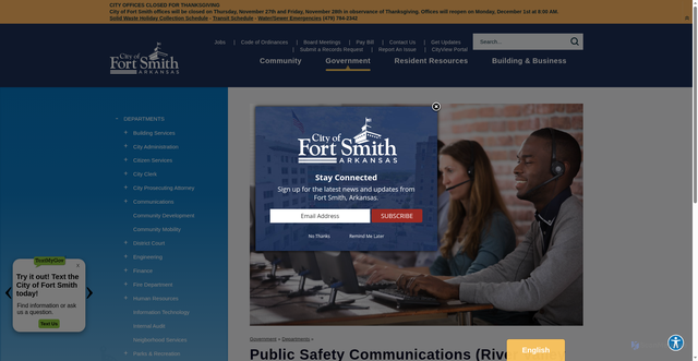 Security scan screenshot of https://www.fortsmithar.gov/government/departments/public-safety-communications-river-valley-communications-center