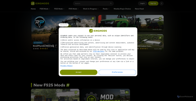 Security scan screenshot of https://www.kingmods.net
