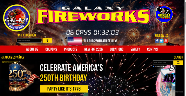 Security scan screenshot of https://galaxyfireworks.com/