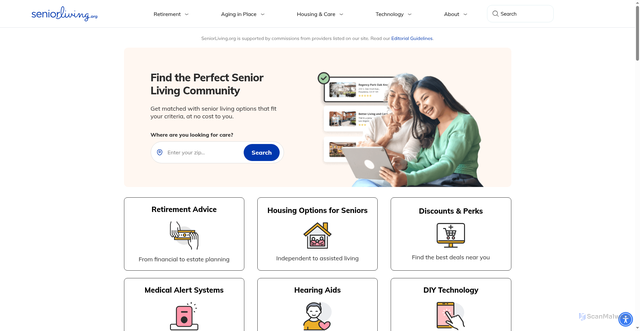 Security scan screenshot of https://seniorliving.org