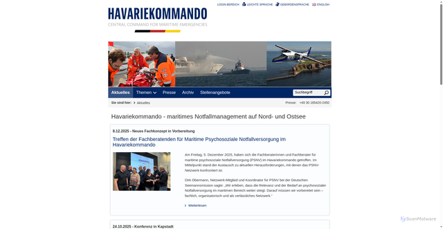 Security scan screenshot of https://www.havariekommando.de/DE/startseite/startseite-node.html