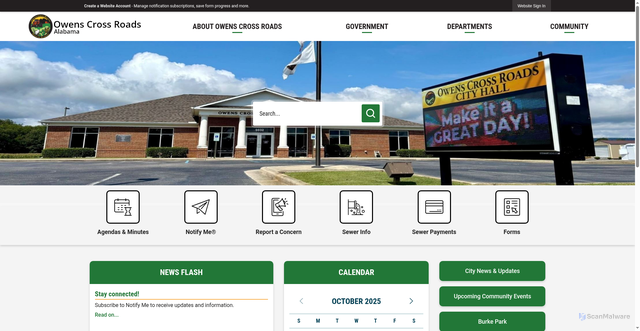 Security scan screenshot of https://www.owenscrossroadsal.org/
