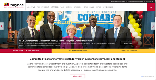 Security scan screenshot of https://marylandpublicschools.org