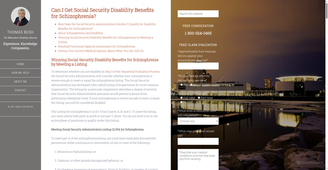 Security scan screenshot of https://themilwaukeedisabilityattorney.com/schizophrenia-2