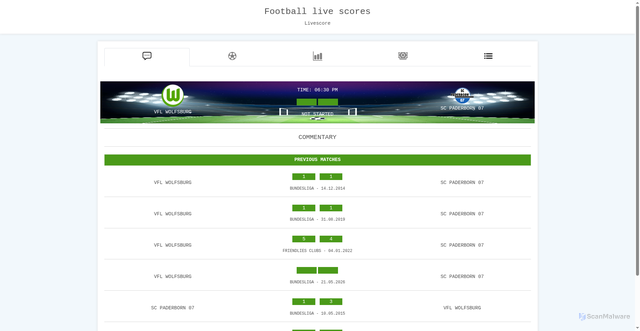Security scan screenshot of https://www.fcgool.com/index.php/fixture/1545417