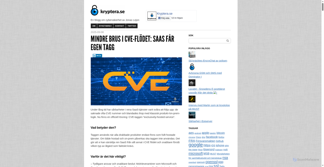 Security scan screenshot of https://kryptera.se