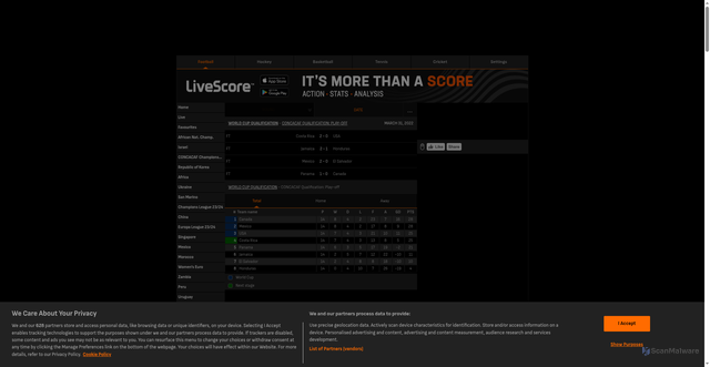 Security scan screenshot of https://www.livescores.com/football/world-cup-qualification/concacaf-qualification-play-off/