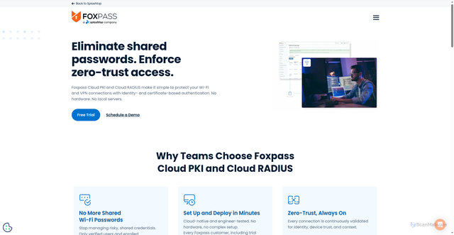 Security scan screenshot of https://foxpass.com