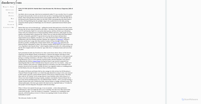 Security scan screenshot of https://donshewey.com/theater_reviews/fame_becomes_me.html