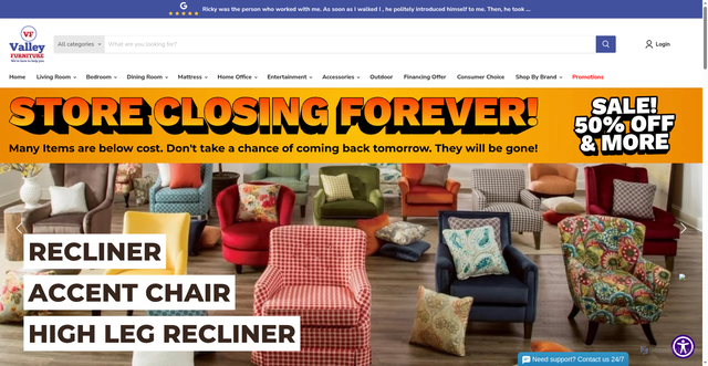 Security scan screenshot of https://valleyfurniture.net